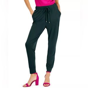 INC International Concepts Womens Size XS High-Waist Dressy Joggers Green